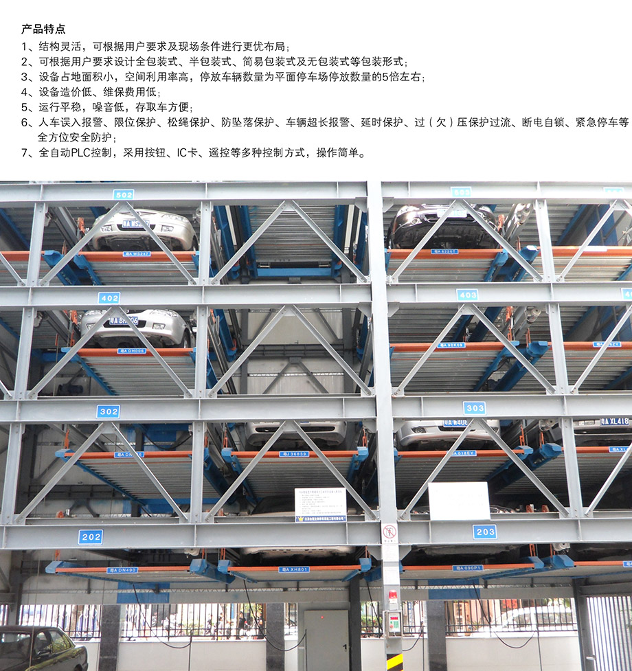 云南负一正三地坑PSH4D1四层升降横移机械停车位产品特点